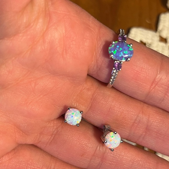 Kay Jewelers Jewelry - silver and opal ring and earring set